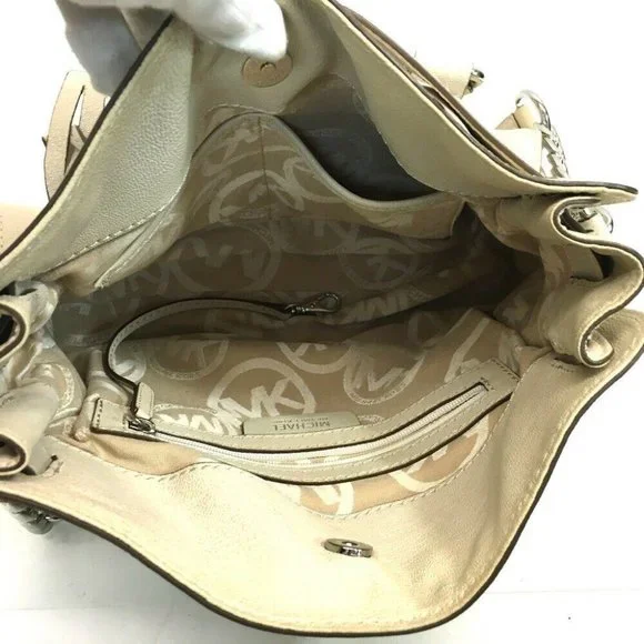 MICHAEL KORS Hamilton Satchel Hand Bag Shoulder Bag 2way bag Off-White - Picture 6 of 9